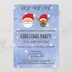Invitation Fête de Noël Mignon Père Noël et Cerf