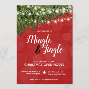 Invitation Fête de Noël Mingle Jingle Pine Twinkle
