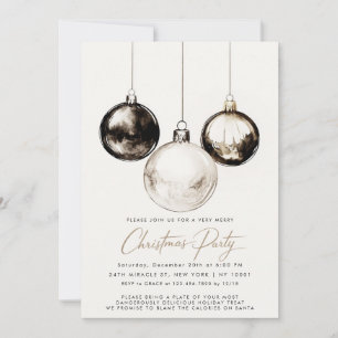 Invitation Fête de Noël minimaliste noir et blanc