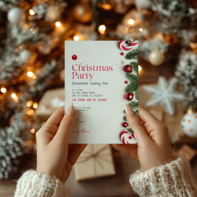 Invitation Fête de Noël minimaliste rouge (Créateur téléchargé)