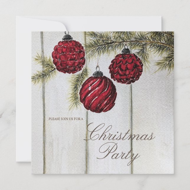 Invitation Fête de Noël Minimaliste Rustique (Devant)