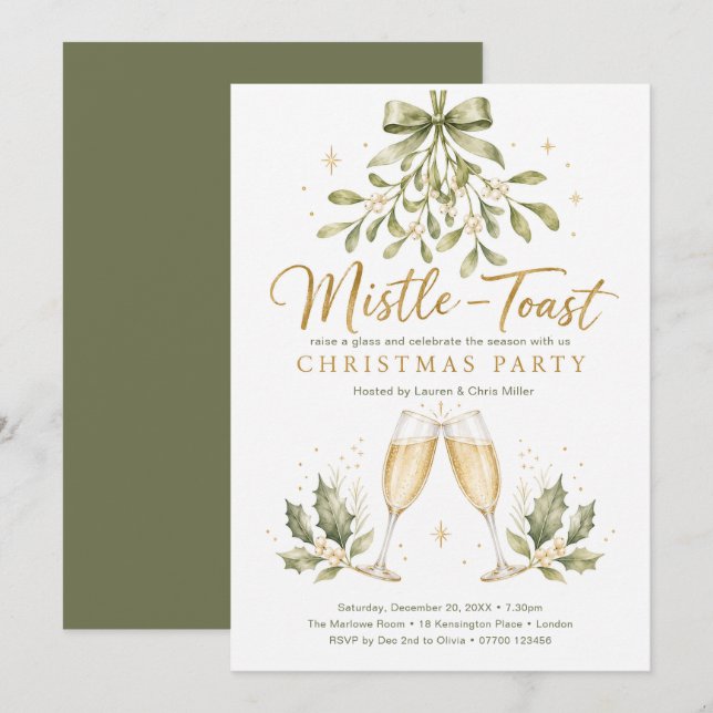 Invitation Fête de Noël Mistle‑Toast (Devant / Derrière)