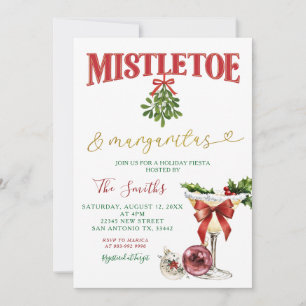 Invitation Fête de Noël Mistletoe & Margaritas Fiesta d'hiver