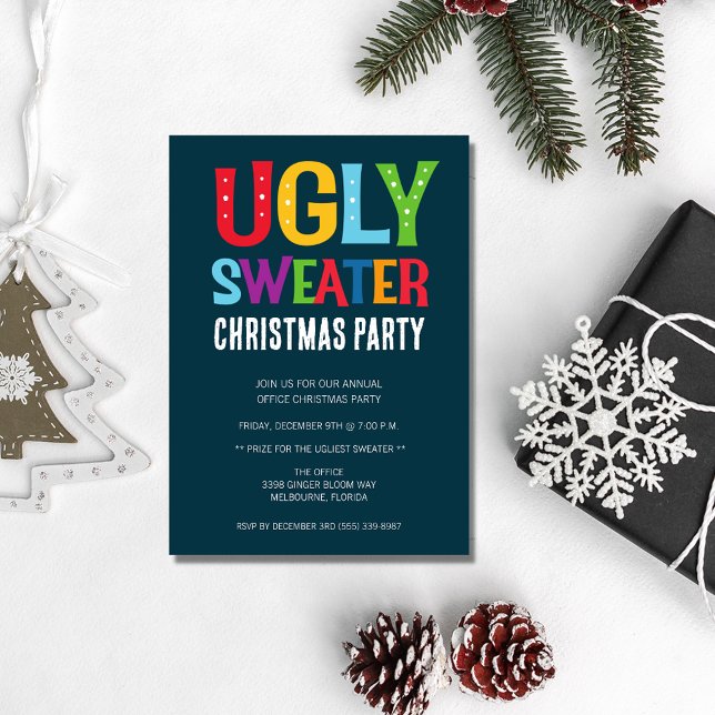 Invitation Fête de Noël moche (Ugly Sweater Christmas Party Invitation)