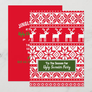 Invitation Fête de Noël moche de rennes nordiques