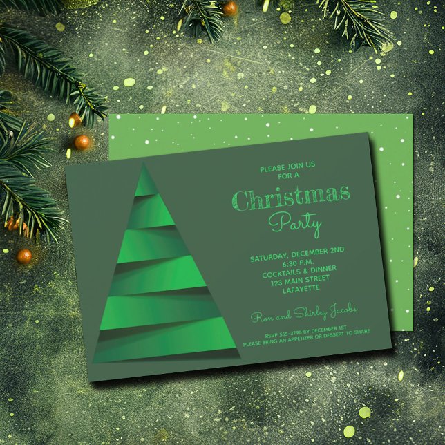 Invitation Fête de Noël moderne (Modern Christmas Tree Holiday Party Invitations - PRINTED or INSTANT DOWNLOAD)