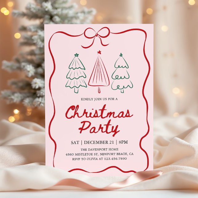 Invitation Fête de Noël Moderne à Dessin Main Élévé (Créateur téléchargé)