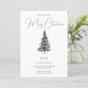 Invitation Fête de Noël moderne Arbre de Noël neigeux