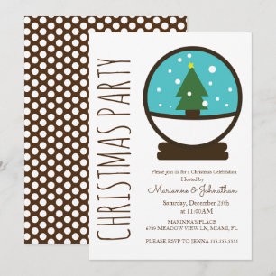 Invitation Fête de Noël Moderne avec Boule à Neige