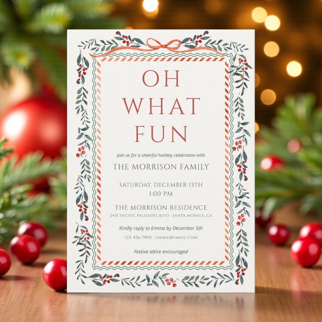 Invitation Fête de Noël Moderne avec Houx  (Créateur téléchargé)