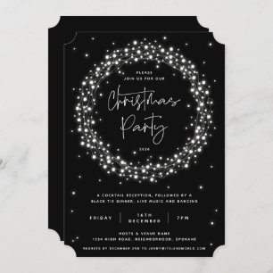 Invitation Fête de Noël moderne Black Sparklight