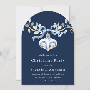 Invitation Fête de Noël moderne bleu marine