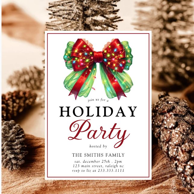 Invitation Fête de Noël moderne Bow (Créateur téléchargé)