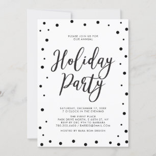 Invitation Fête de Noël moderne en noir et blanc