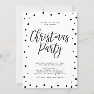 Invitation Fête de Noël moderne en noir et blanc
