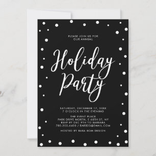 Invitation Fête de Noël moderne en noir et blanc