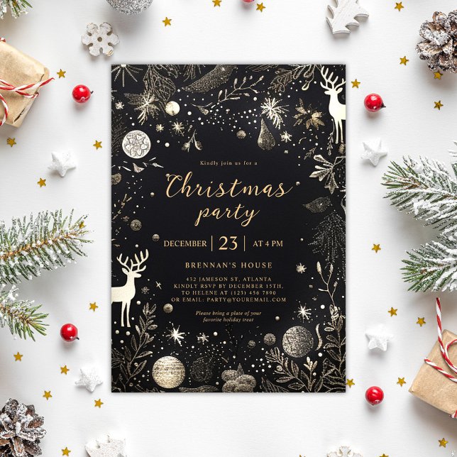 Invitation Fête de Noël moderne et élégant (Modern Elegant Christmas Party Festive Holiday Invitation)