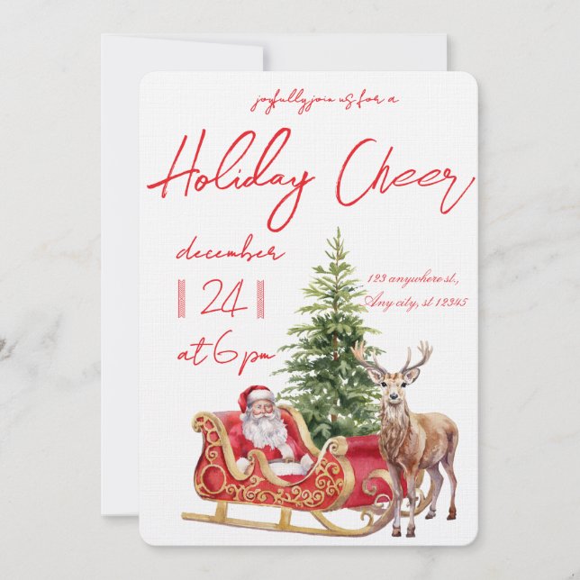 Invitation Fête de Noël Moderne et Joyeuse  (Devant)
