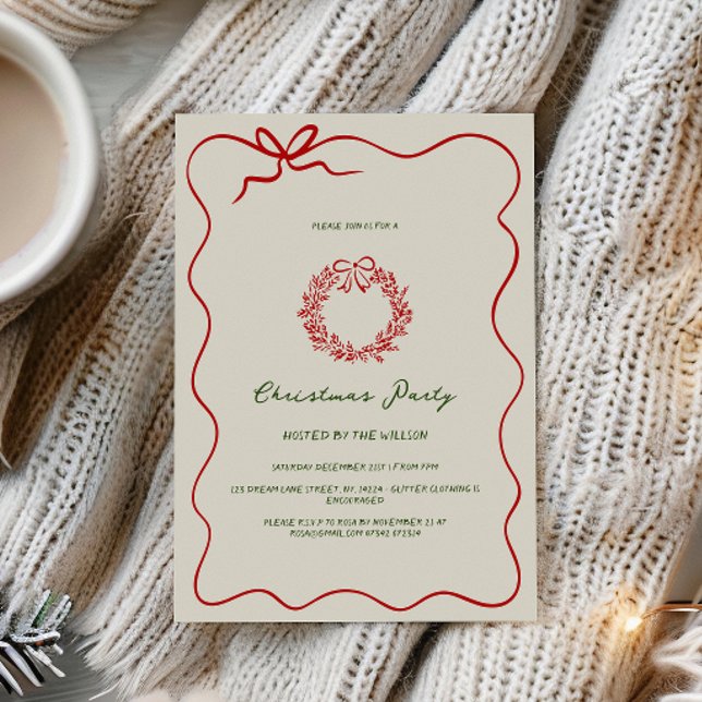 Invitation Fête de Noël moderne Green Whimsical (Créateur téléchargé)