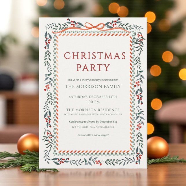 Invitation Fête de Noël moderne Hiver Botanique Vacances (Créateur téléchargé)