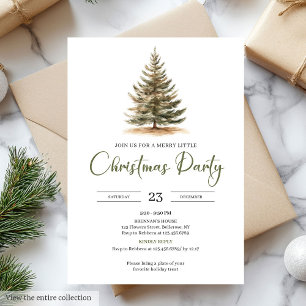 Invitation Fête de Noël Moderne Minimaliste Sage Beige