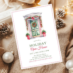 Invitation Fête de Noël Moderne Porte Ouverte Maison Fête