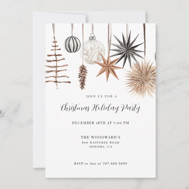 Invitation Fête de Noël moderne rustique (Devant)