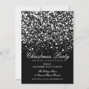 Invitation Fête de Noël moderne Silver Midnight Glam
