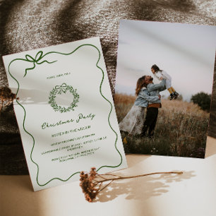 Invitation Fête de Noël moderne verte et fantaisiste