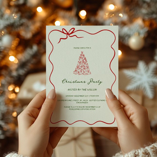 Invitation Fête de Noël Moderne Verte Fantaisiste  (Créateur téléchargé)