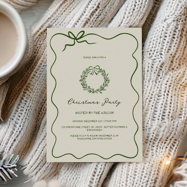 Invitation Fête de Noël Moderne Verte Fantaisiste  (Créateur téléchargé)