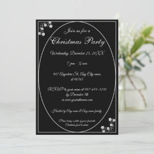 Invitation Fête de Noël Noir en argent unique Joyeux et lumin