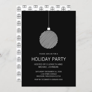 Invitation Fête de Noël noir et blanc