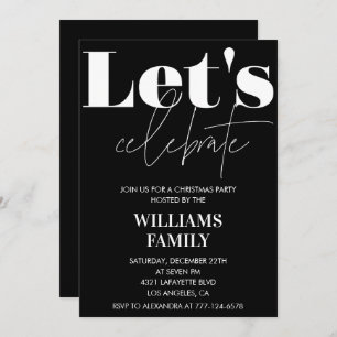 Invitation Fête de Noël Noir Fêtons Noël