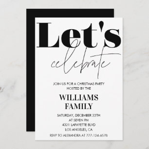 Invitation Fête de Noël Noir Fêtons Noël