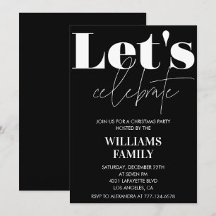 Invitation Fête de Noël noire  Célèbrons