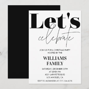 Invitation Fête de Noël noire Célébrons