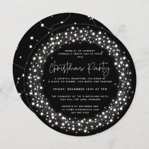 Invitation Fête de Noël noire ronde