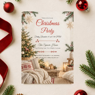 Invitation Fête de Noël Nordique Cosy