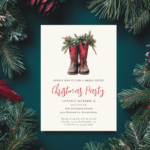 Invitation Fête de Noël Occidentale Festive Boots Holiday