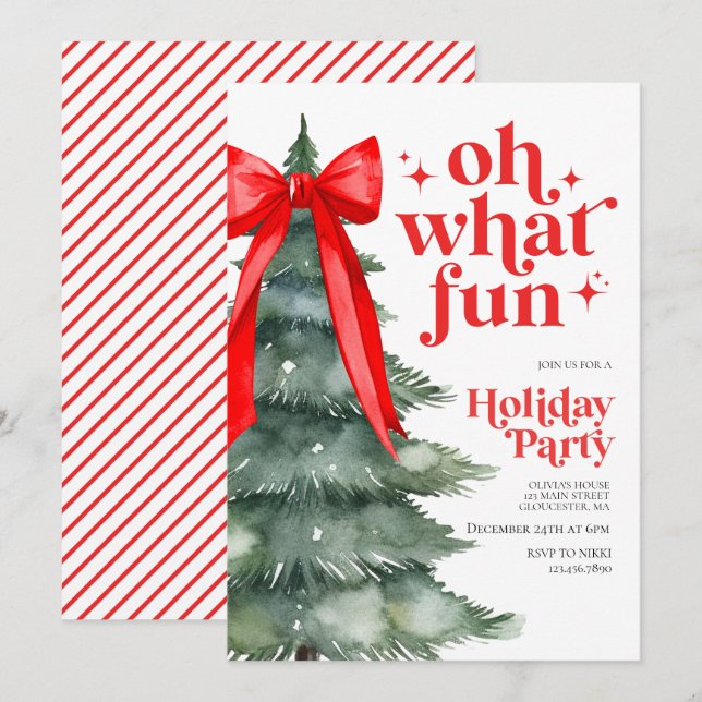 Invitation Fête de Noël Oh quel plaisir (Devant / Derrière)