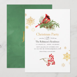Invitation Fête de Noël oiseau de bois aquarelle
