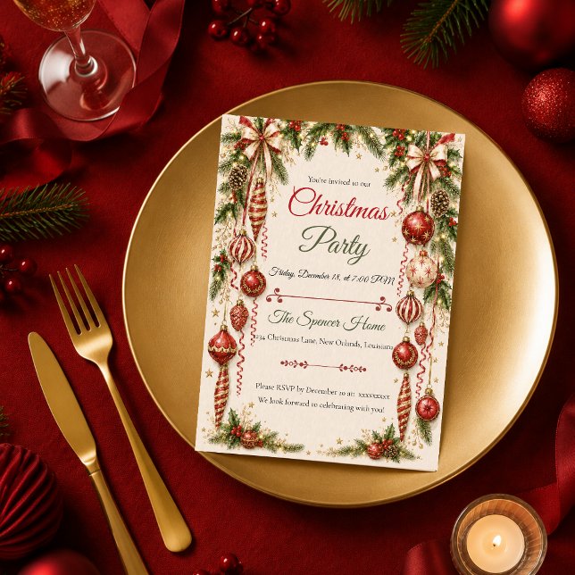 Invitation Fête de Noël Ornement Classique (Créateur téléchargé)