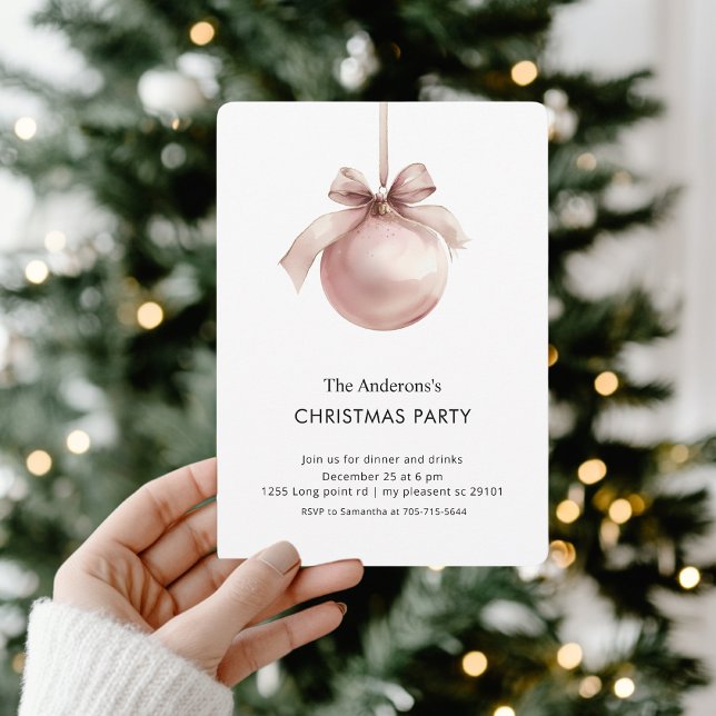 Invitation Fête de Noël Ornement Rose Pâle (Créateur téléchargé)