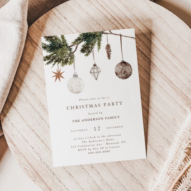 Invitation Fête de Noël Ornements Neutres (Créateur téléchargé)