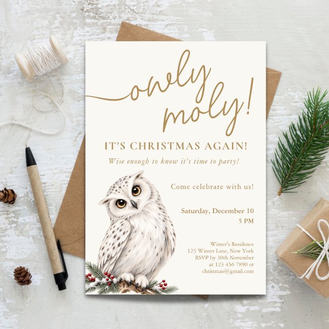 Invitation Fête de Noël Owly Moly (Owly Moly Christmas Party Invitation)