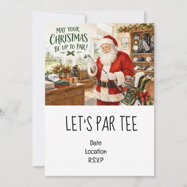 Invitation Fête de Noël Par tee pour golfeur (Devant)