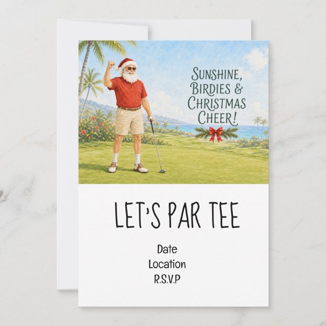 Invitation Fête de Noël Par tee pour golfeur (Devant)