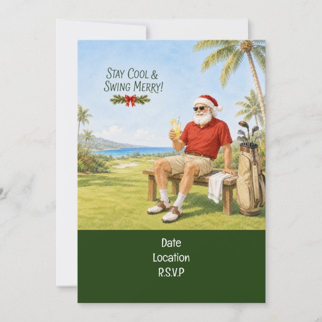 Invitation Fête de Noël Par tee pour golfeur (Devant)