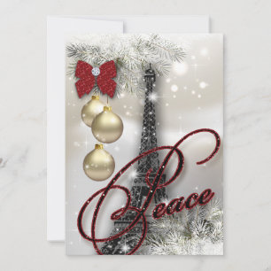 Invitation Fête de Noël Paris Card Tour Eiffel Etoiles Peac